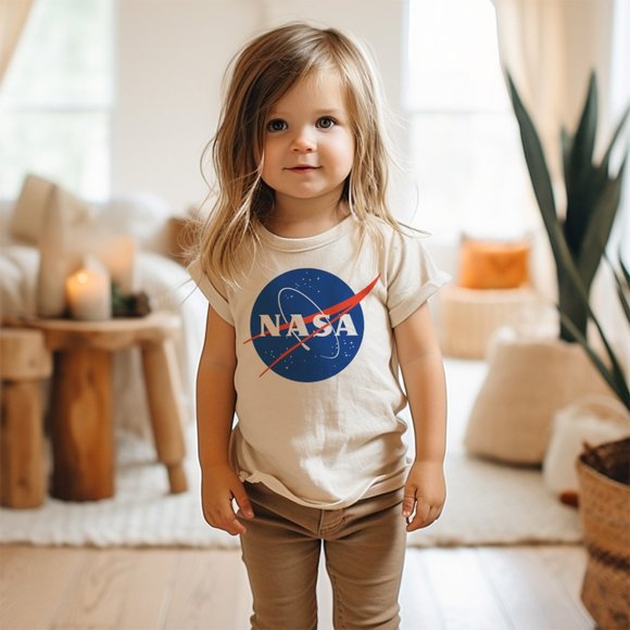 NASA Meatball Logo Toddler Shirt - Cute Space Birthday Party Natural Youth Shirt - Picture 4 of 4